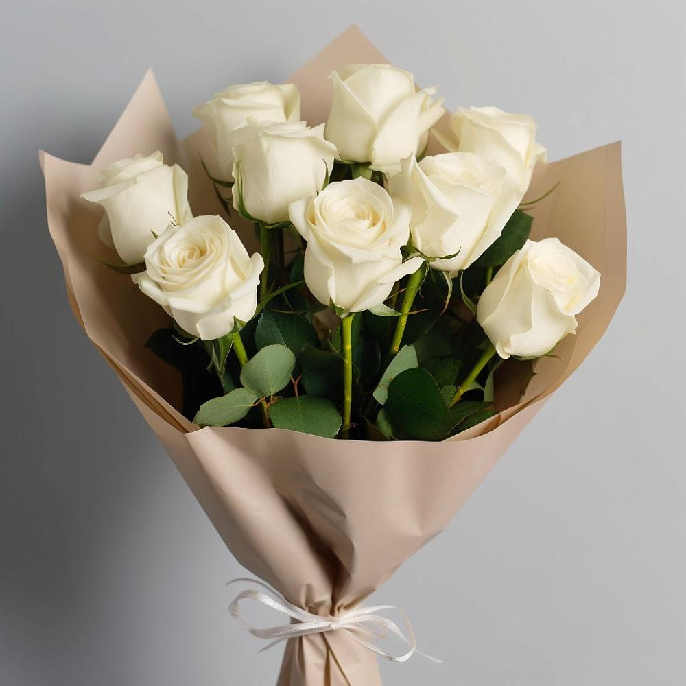 Букет 9 Белых роз Эдлесс Лав в Стройкерамика