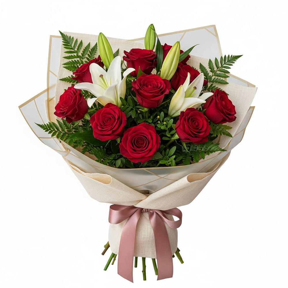 Букет цветов из: Лилии и Розы в Стройкерамика