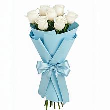 Букет 7 белых роз Проуд в Стройкерамика