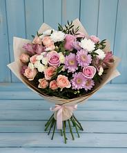 Букет цветов из:  Хризантемы, Розы и Альстромерии #REPLACE_PRED# Стройкерамика