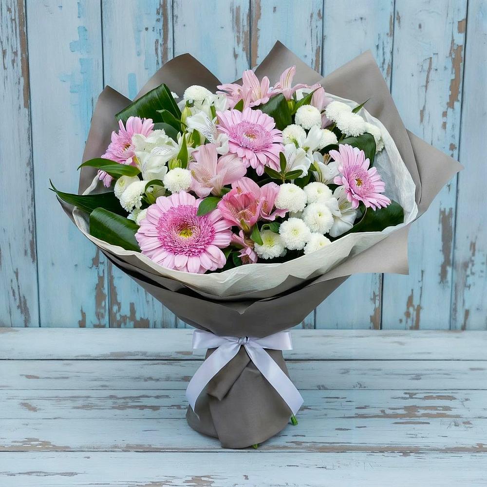 Букет цветов из: Герберы, Альстромерии и Хризантемы в Стройкерамика