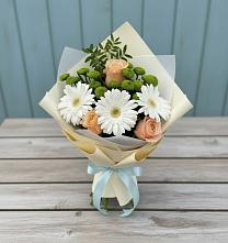 Букет цветов из:  Герберы, Розы и Хризантемы в Стройкерамика