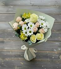 Букет цветов из:  Альстромерии, Розы и Хризантемы в Стройкерамика