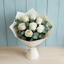 Букет Белые розы в Эвкалипте #REPLACE_PRED# Стройкерамика